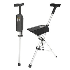 Lightweight Folding Hiking Pole with Seat, Aluminum Walking Stick, Anti-Slip, Ea