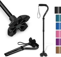 Lightweight Folding Walking Stick with Adjustable Height, 1 Pair