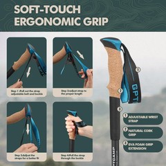 Collapsible Trekking Poles – Lightweight Adjustable Hiking Sticks, 2pc Set with