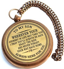 to My Son Engraved Brass Compass with Wooden Box – Inspirational Gift from Dad