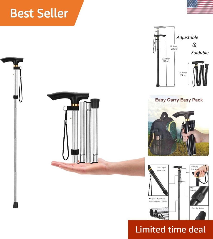 Aluminum Alloy Walking Sticks & Foldable Anti-Slip Hiking Stick – Length Adju…