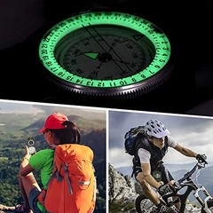 Compass, Compass Hiking with Survival Whistle, Luminous Compass Single Green