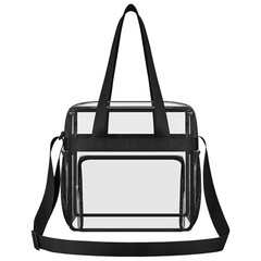 Clear Bag for Stadium Events, 12x6x12 Transparent Stadium Messenger Bag Black