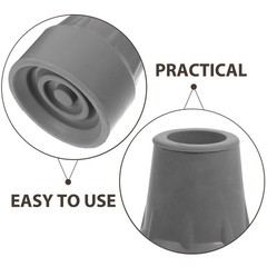 2Pcs Sturdy Rubber Cane Tips Non Skid Crutch Feet Replacement Grey