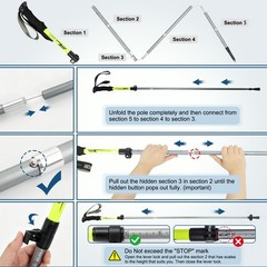 Collapsible Trekking Poles for Hiking, Lightweight Folding Hiking Poles with …