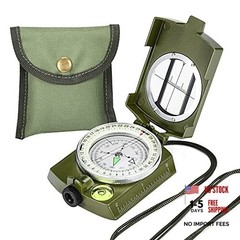 Military Lensatic Sighting Compass Survival with Carrying Bag, Compass for