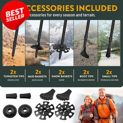 Foldable Hiking Poles Adjustable Lightweight Aluminum Cork EVA Grips – US