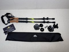 Cascade Mountain Tech Quick CMT Carbon Cork Grip Trekking Poles Walking Stick 54