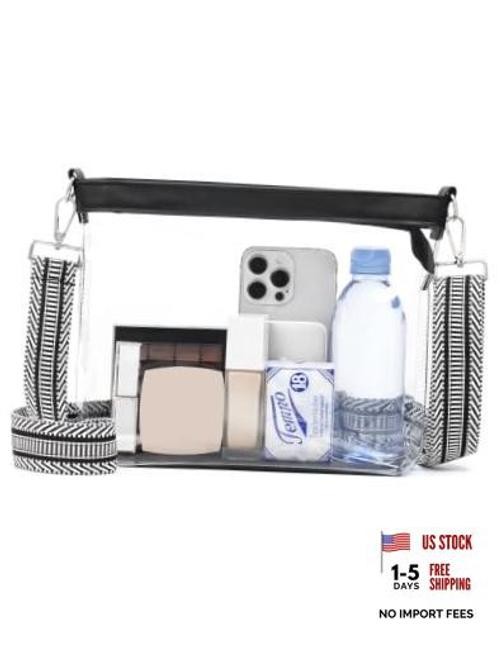 Clear Bag for Stadium Events, Clear Purse for Women, Large Transparent Black