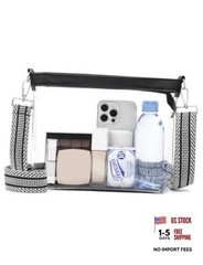 Clear Bag for Stadium Events, Clear Purse for Women, Large Transparent Black