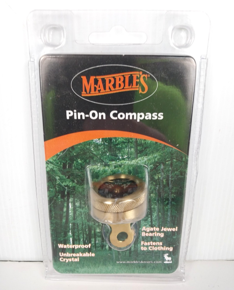 Marbles Brass Compass Pin-on Waterproof Agate Jewel Bearing MR1141 NOS