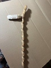 Handmade Twisted Wood Stick Brown White Stone Wall Hanger or Display