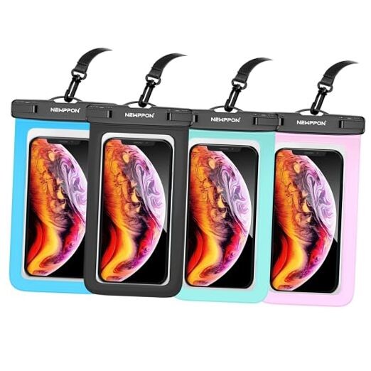 4 Pack Waterproof Cell Phone Pouch – Universal Water Black+Blue+Green+Pink