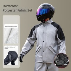 Waterproof Polyester Motorcycle Rain Suit Set Breathable Riding Gear M to XXL