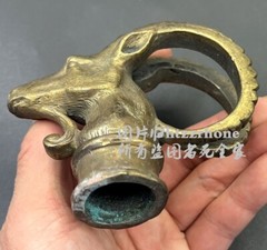 Brass Goat Head Walking Stick Cane Handle Top Topper Hand Grip Holder Decor