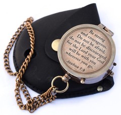 Engraved Compass Gift First Communion Baptism Religious Men Confirmation