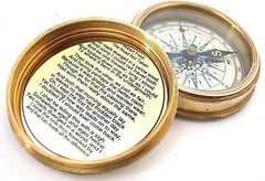 Solid Brass Pocket Watch Type Compass Antique Robert Frost Poem Stylish Gift