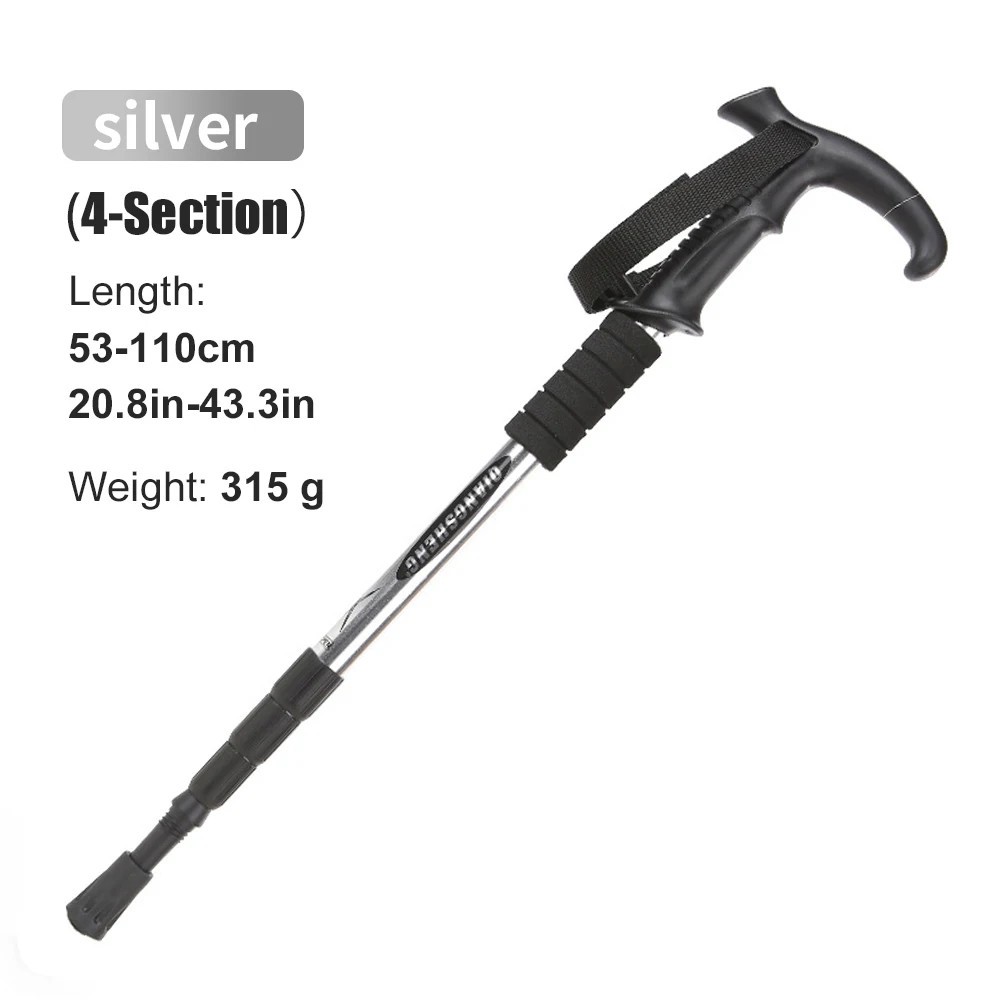 5-Section Portable Outdoor Fold Trekking Pole Walking Hiking Stick Telescopic Cl
