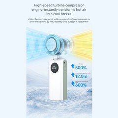 Rechargeable Handheld Turbo Fan 6000Mah USB Adjustable 135 Degree for Travel