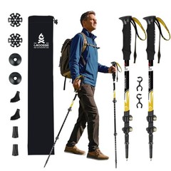 Lightweight Collapsible Trekking Poles for Hiking – 2 Pack 23″, Yellow