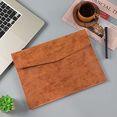 PU Leather A4 File Folder Document Holder Waterproof Portfolio Envelope Brown