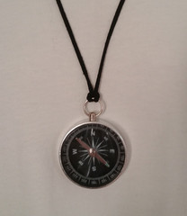 Map Scale Compass Leather Necklace Pocket Outdoor Hike Guide Survival Navigation