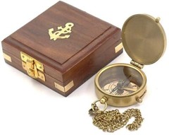 Directional Nautical Brass Compass W Wood Box Personalized Engraved Compass Gift