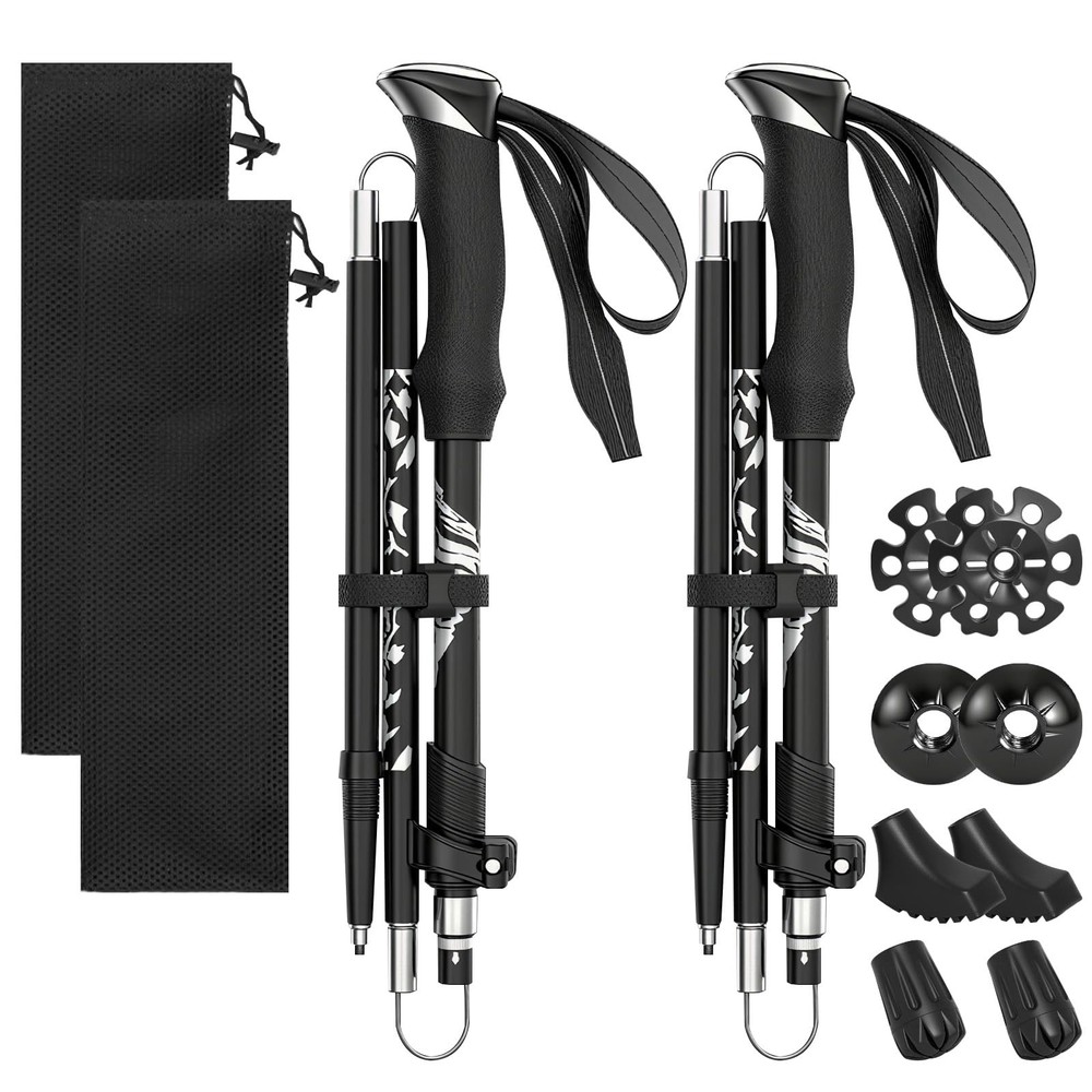 2 Pieces Hiking Poles Folding, Trekking Poles Aluminium, Adjustable 110130cm,…