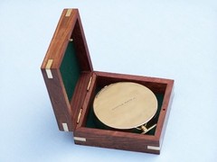 Hampton Nautical Solid Brass Gentlemen’s Compass with Rosewood Box, 4, Brass