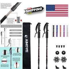 Collapsible Trekking Poles 2 Pack Anti Shock Ergonomic Walking Sticks for Hikers