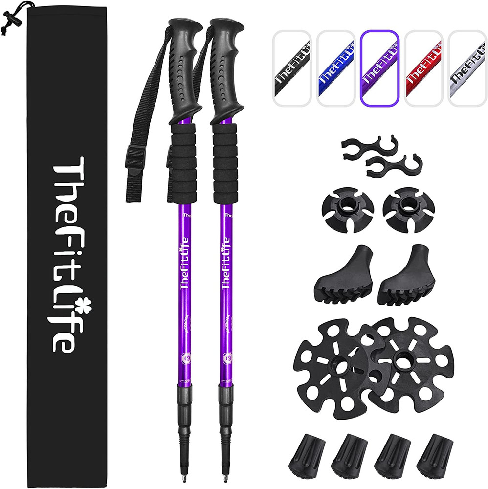Thefitlife Nordic Walking Trekking Poles – 2 Sticks with Anti-Shock and Quick Lo