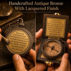 Lord’s Path Compass – 2.3″ Inch Diameter, 0.55″ Thick, Proverbs 3:5-6