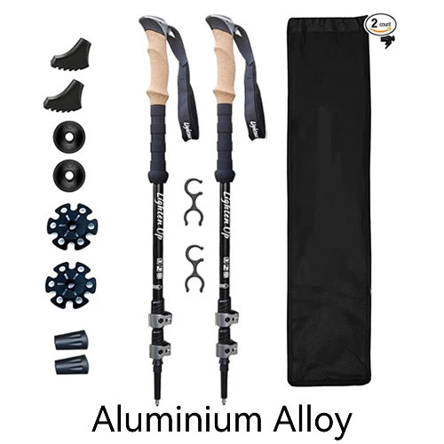 2PCS Ultralight Trekking Poles Carbon Fiber Aluminum Collapsible Hiking