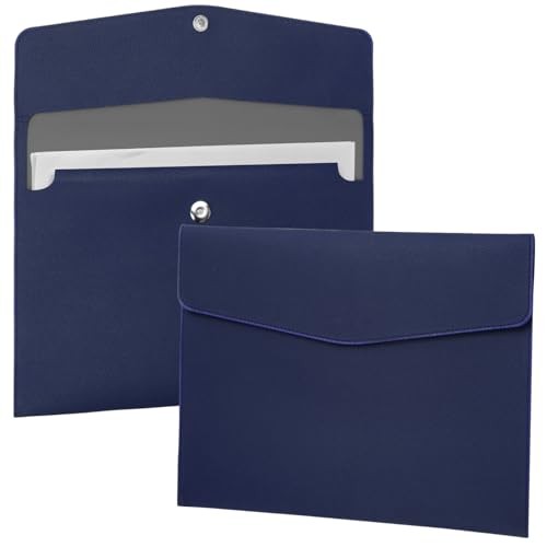 File Folder, PU Leather Document Holder File Organizer A4 A Dark Blue Style 1