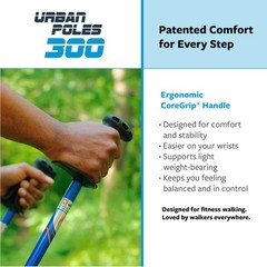 Urban Poling Urban Poles Series 300 – Fitness Edition, Blue & Silver, 1 Pair