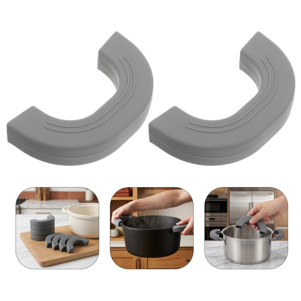 8Pcs Silicone Cookware Handle Covers Heat Resistant Non Slip Grey Sleeves
