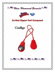2pc Red Zipper Pull Mini Compass Backpack Bag Strap Camping Travel US SELLER!