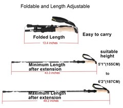 A ALAFEN Lightweight Collapsible Trekking Pole 1 PC(1 Pole), Black 106- 125CM