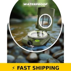 Sportneer Military Lensatic Compass – Waterproof, Shockproof, Army Green