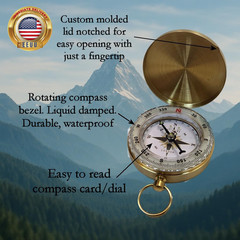 Glow in the Dark Brass Pocket Compass for Kids – Waterproof Navigation Tool for