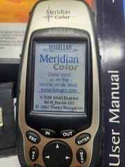 Magellan Meridian Color Handheld GPS Receiver With Manuals And Memory Card