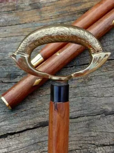 Walking Stick Carved Stylish Ergonomic Artisan Cane Wooden Handmade Victorian
