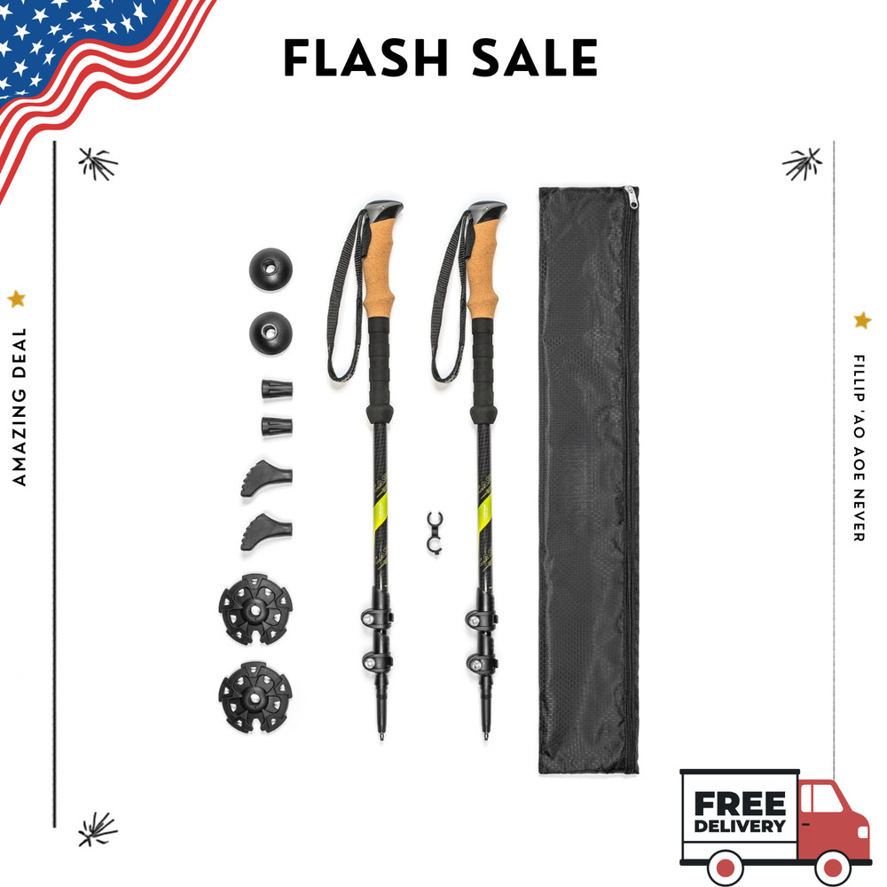 NEW Fiber Trekking Poles Walking Hiking Sticks Quick Adjustable Locks