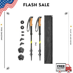 NEW Fiber Trekking Poles Walking Hiking Sticks Quick Adjustable Locks