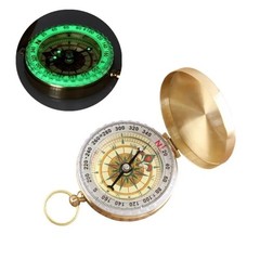 Brass Pocket Compass Outdoor Camping Hiking Navigation Compass Glow Dial