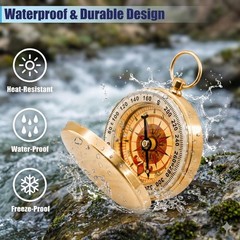 Portable Brass Pocket Compass with Luminous Dial, Vintage Pocket Watch Compass