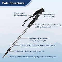 Ultralight Collapsible Trekking Poles, 2 Pack