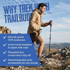 Lightweight 7075 Aluminum Trekking Poles for Hiking, Adjustable, 2 Pack