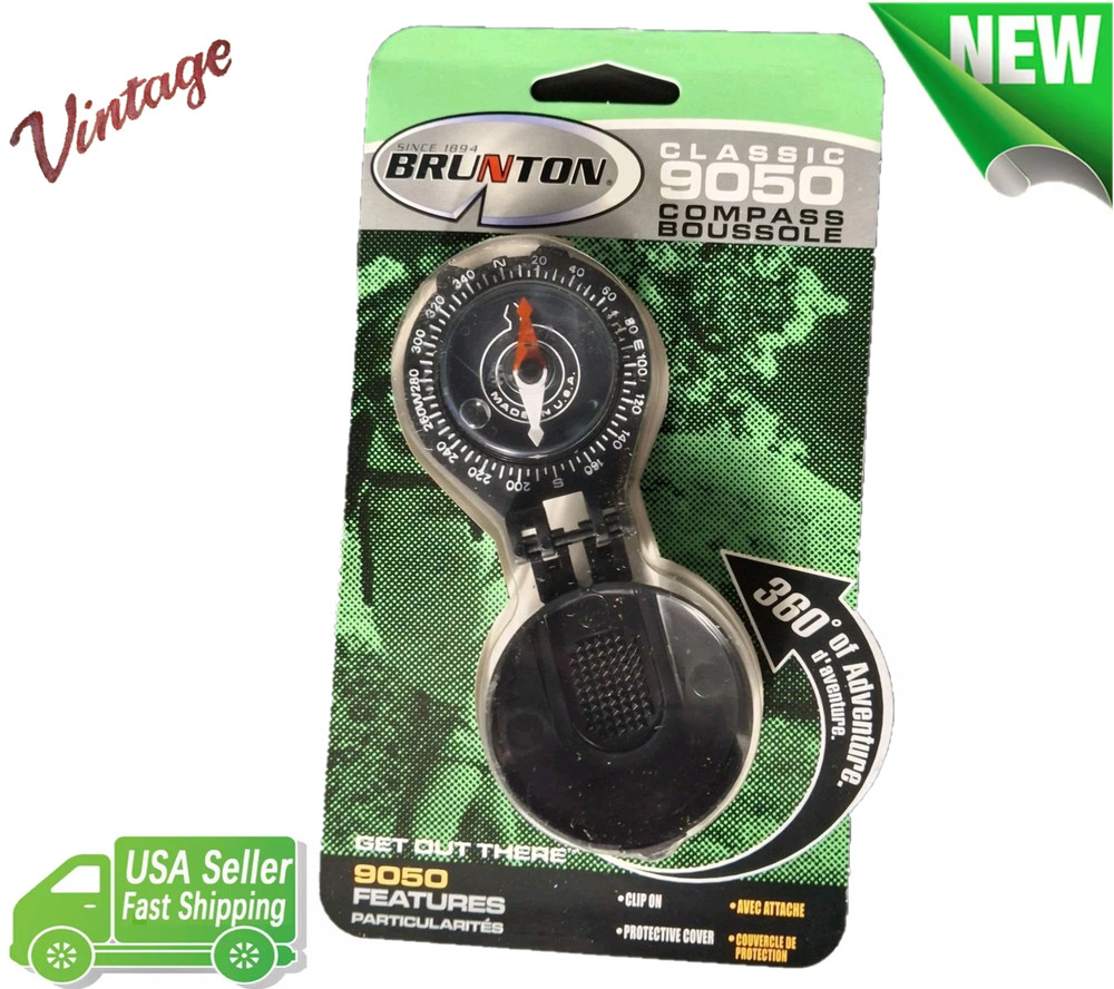 VINTAGE BRUNTON USA 360 POCKET COMPASS BOUSSOLE CLASSIC 9050 +NEW+