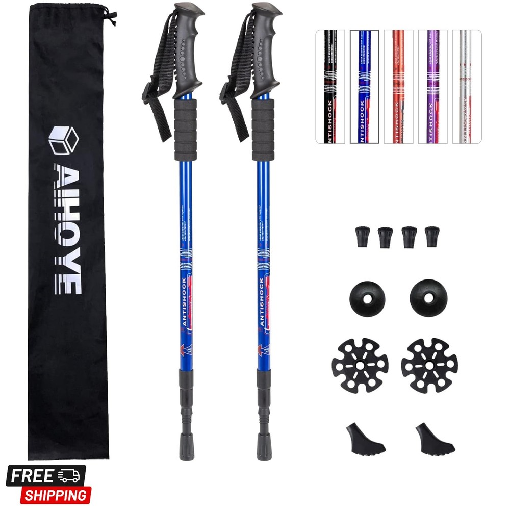 Hiking Trekking Poles, 2 Pack Collapsible, Lightweight, Anti Shock, Walking S…